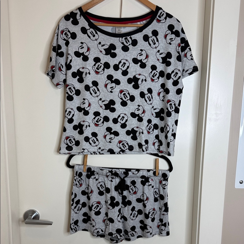 Disney Mickey Mouse Gray and Black Women's Pajama Set